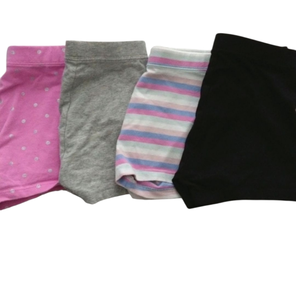 Kids Multi-Pack Girls Cat Wheel Shorts - Black, Gray, Pink, Striped